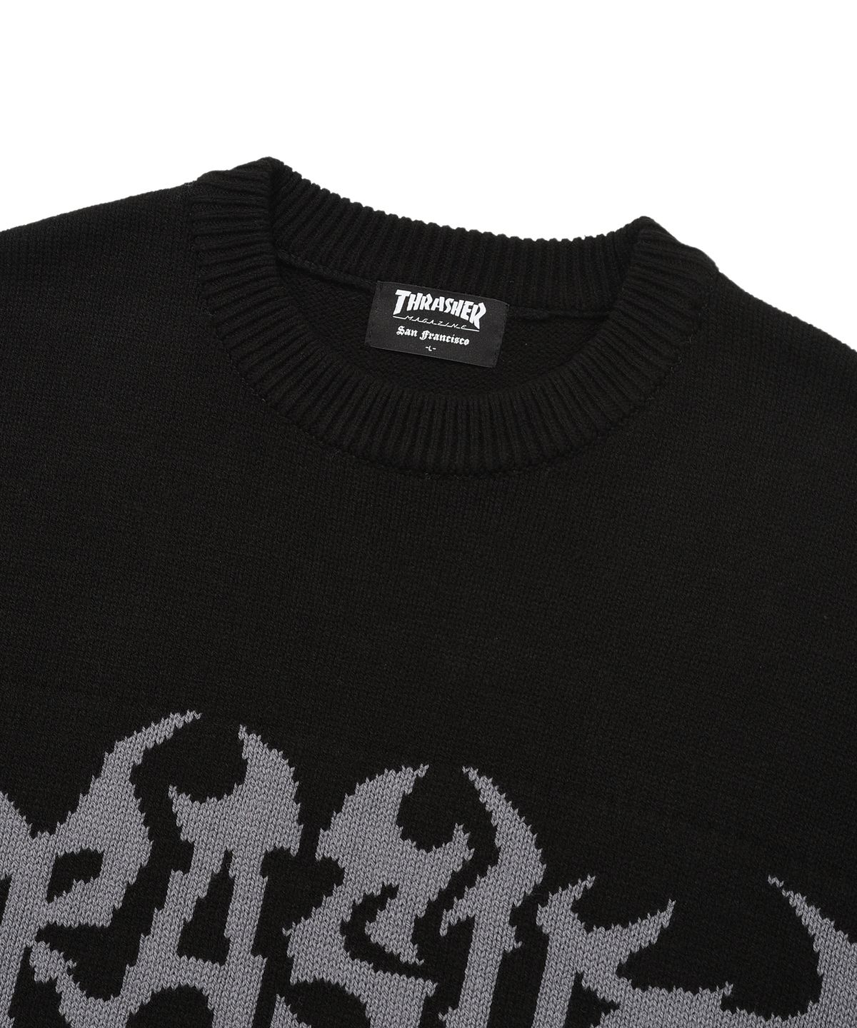 트레셔(THRASHER) 헤비메탈 니트 풀오버 블랙