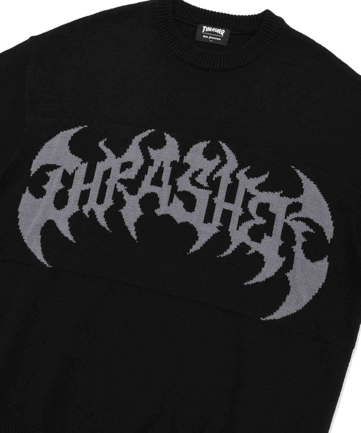 트레셔(THRASHER) 헤비메탈 니트 풀오버 블랙