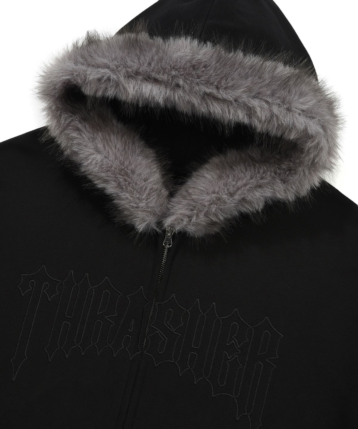 트레셔(THRASHER) 로우로우 퍼 후드 집업 블랙