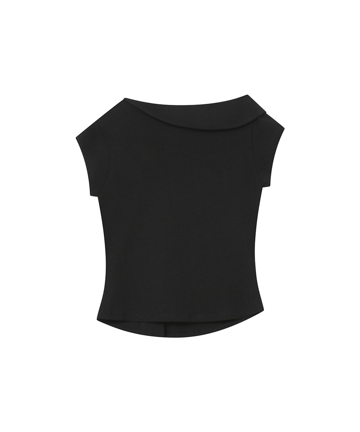 미세키서울(MISEKI SEOUL) Folding collar shirring top BLACK
