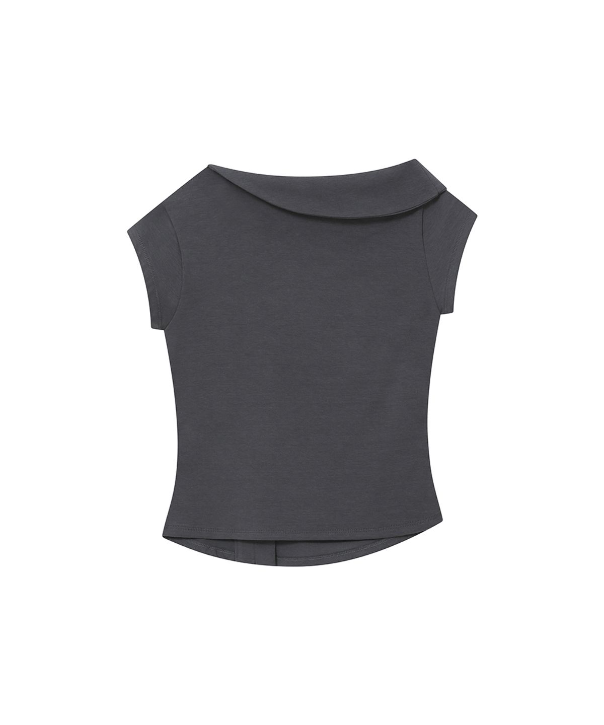 미세키서울(MISEKI SEOUL) Folding collar shirring top CHARCOAL