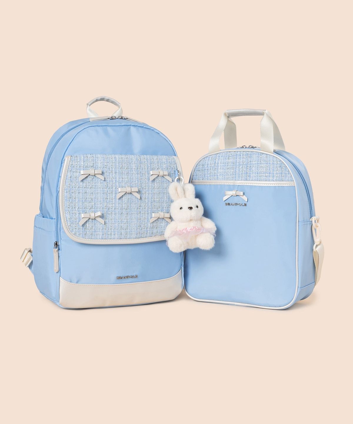 빈폴 키즈(BEANPOLE KIDS) 트위드 리본 여아 책가방 2SET  스카이 블루 (BI61D4G03Q)