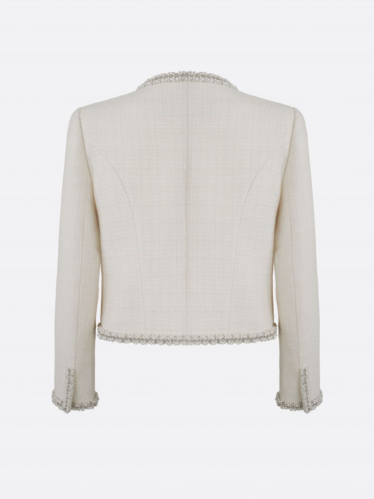 엘시 아일랜드(ELCY ISLAND) Amélie Pearl-Trimmed Tweed Jacket (IVORY)