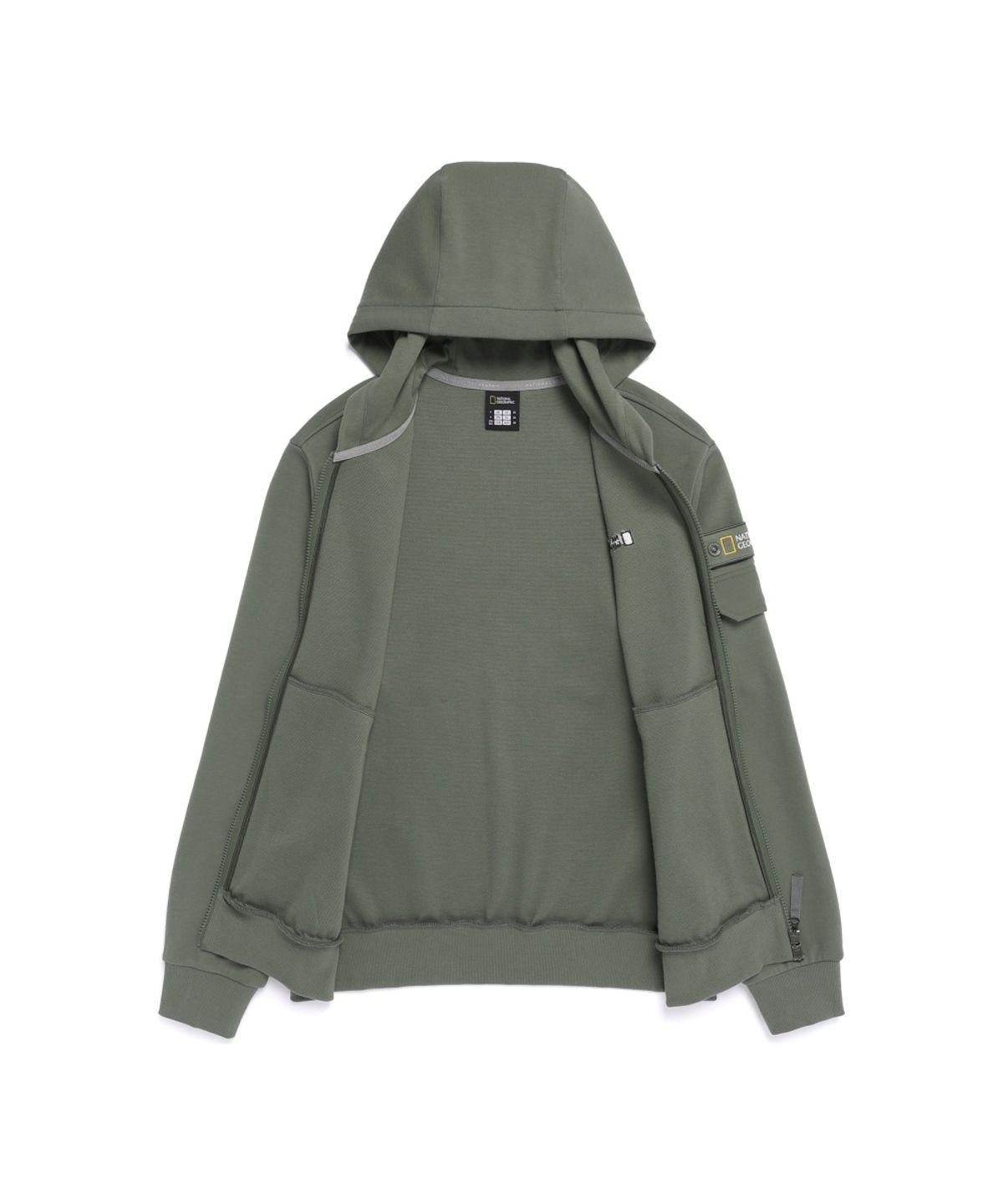 내셔널지오그래픽(NATIONALGEOGRAPHIC) N261UFT950 마게이 소매 포켓 레귤러핏 후드 풀집업 MILITARY KHAKI