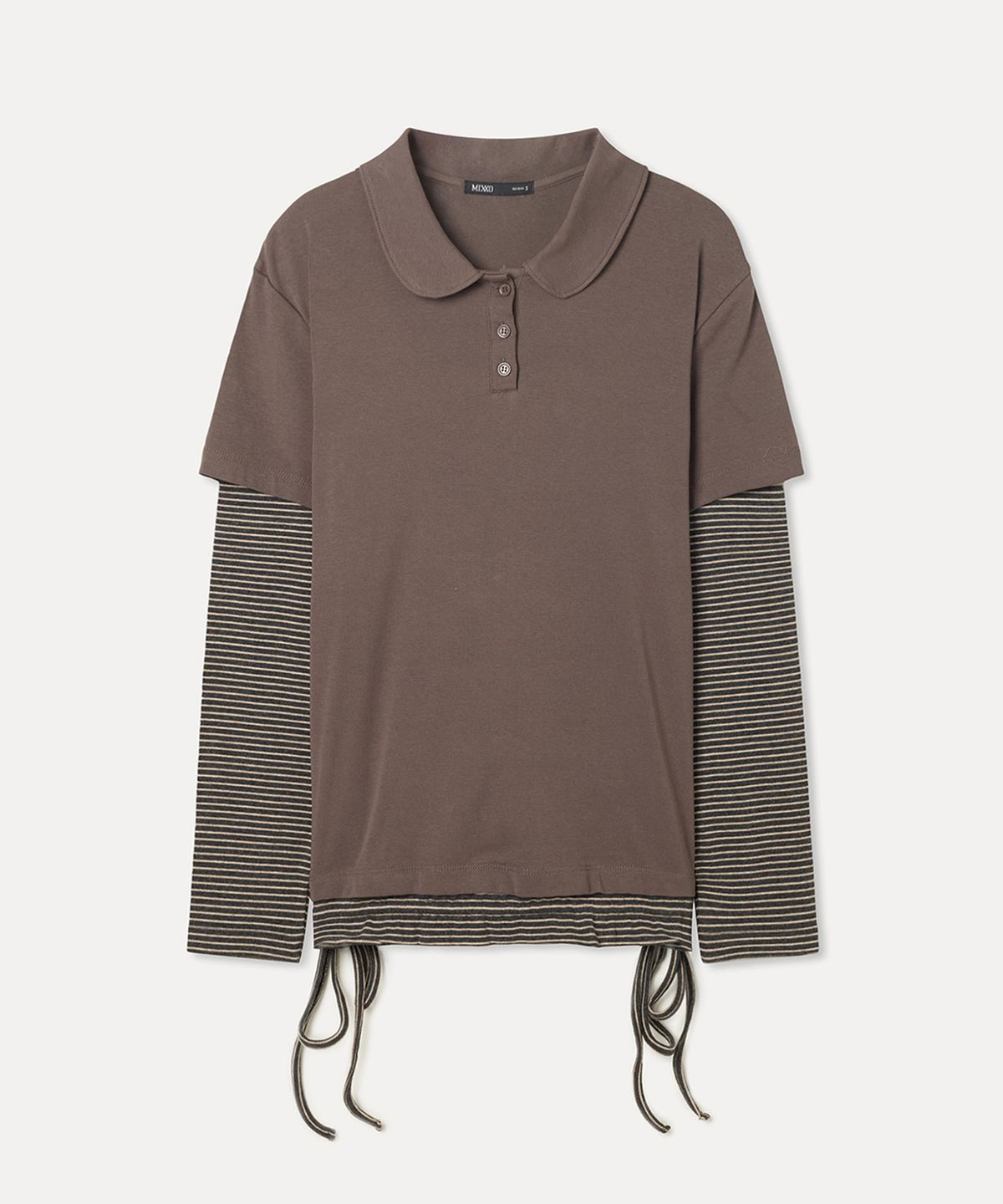 미쏘(MIXXO) 카라 스트라이프 레이어드 티셔츠_MIWLWG239A