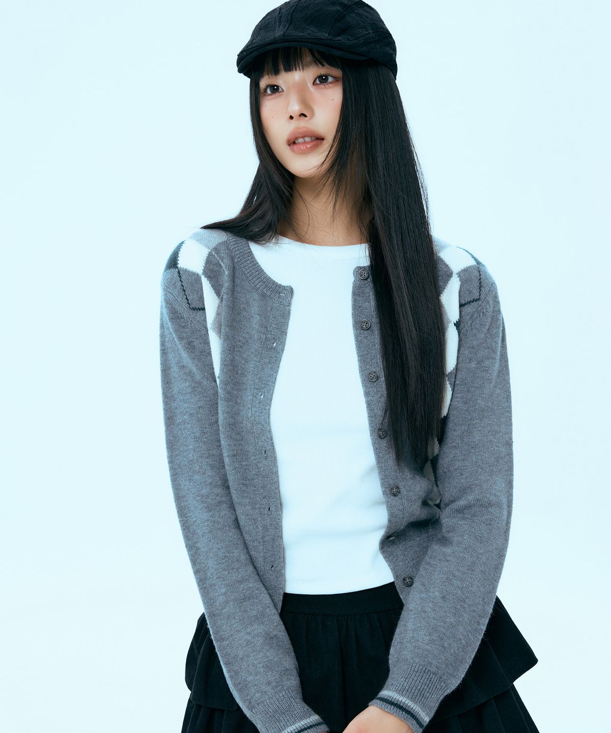 미쏘(MIXXO) 아가일 가디건_MIWCKG214T