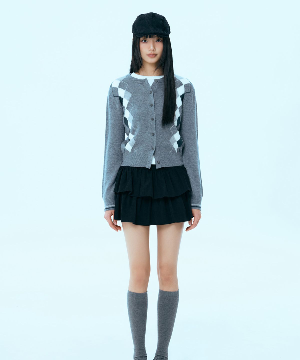 미쏘(MIXXO) 아가일 가디건_MIWCKG214T
