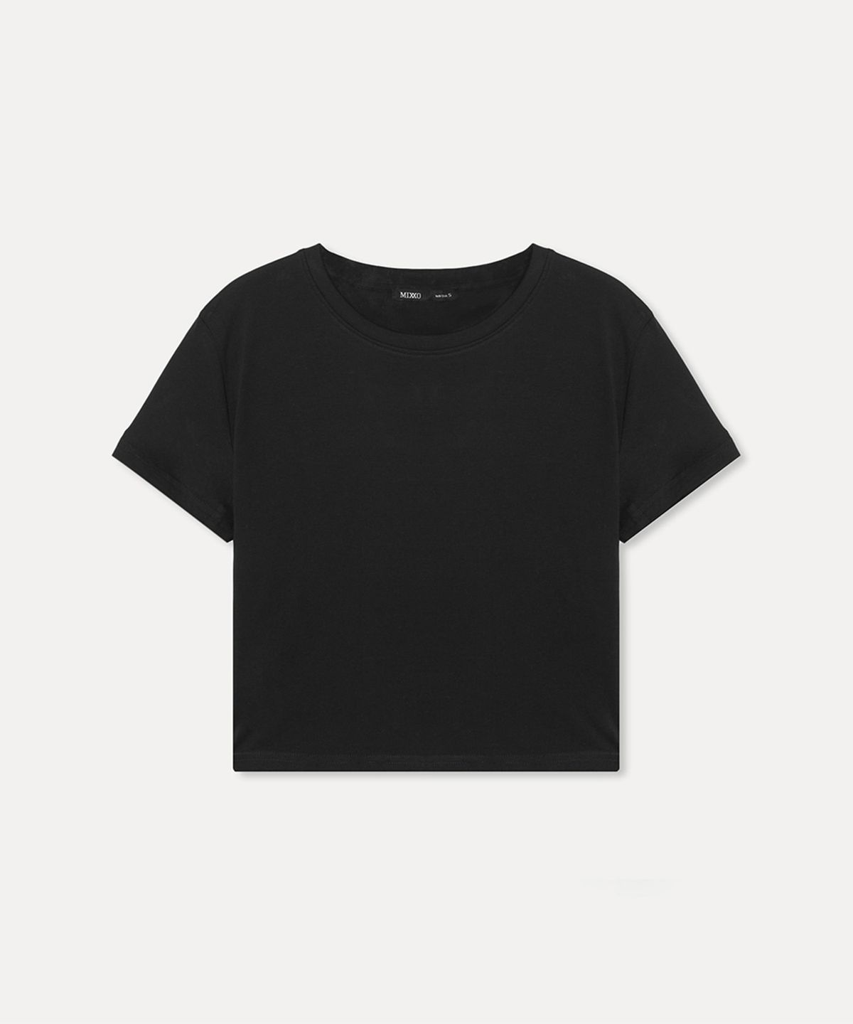 미쏘(MIXXO) 수피마 크롭 R넥 반팔 티셔츠_MIWHWG330A