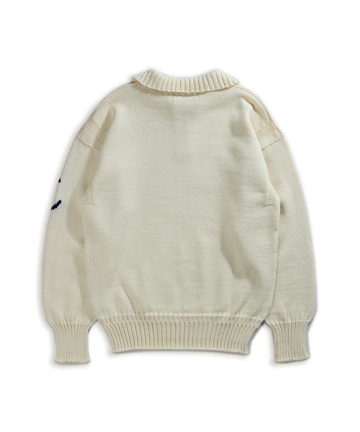 건지 울른스(Guernsey Woollens) 피셔맨 하프 집업 스웨터 - 아란