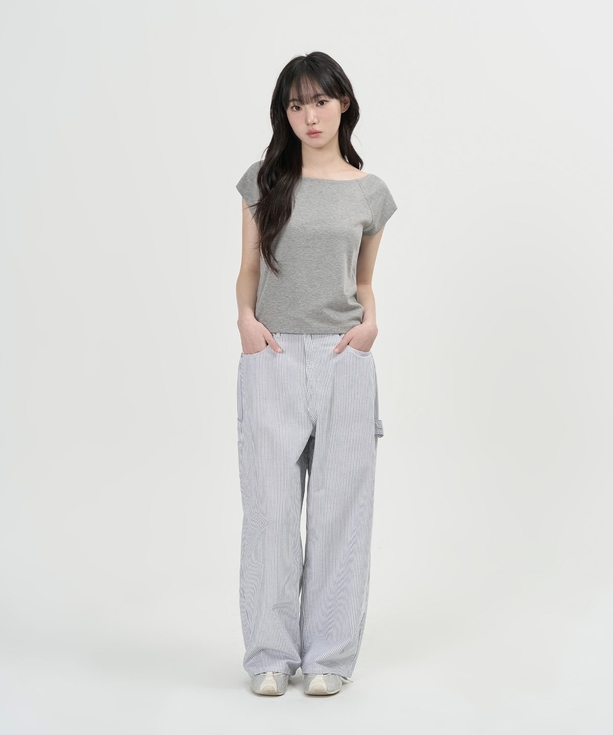 토피 우먼(TOFFEE WOMEN) W 스트라이프 카펜터 팬츠 (BLACK)
