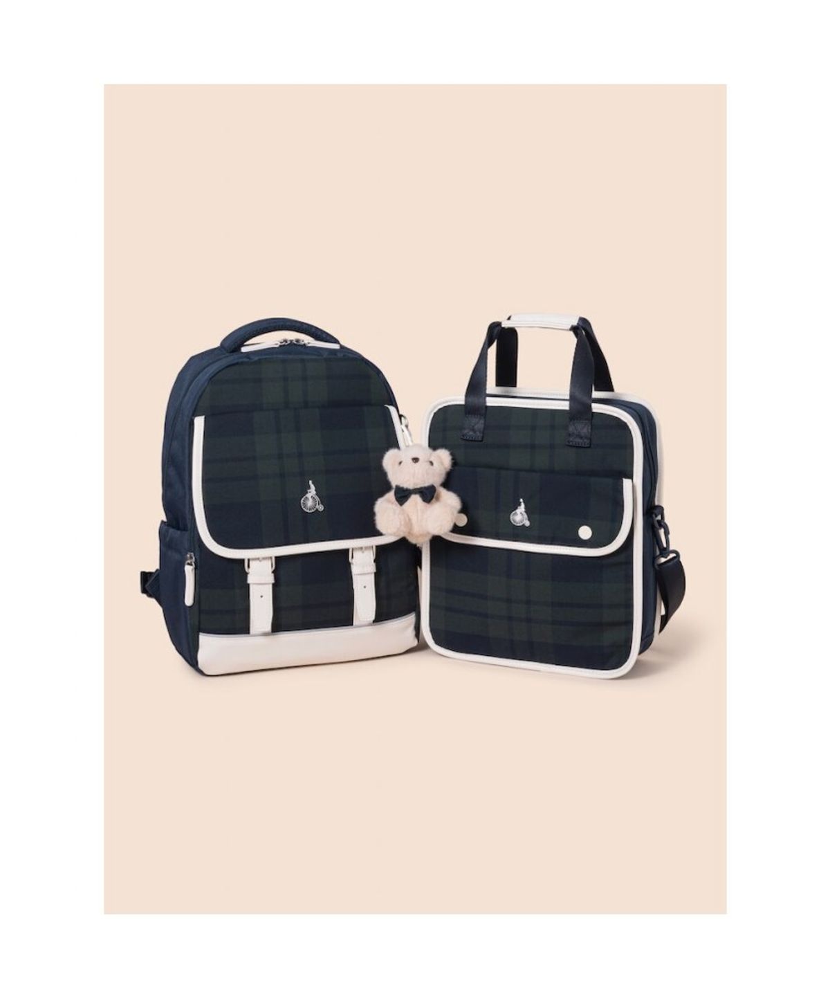 빈폴 키즈(BEANPOLE KIDS) 체크 클래식 플랩 책가방 세트  그린 (PS00136924M)