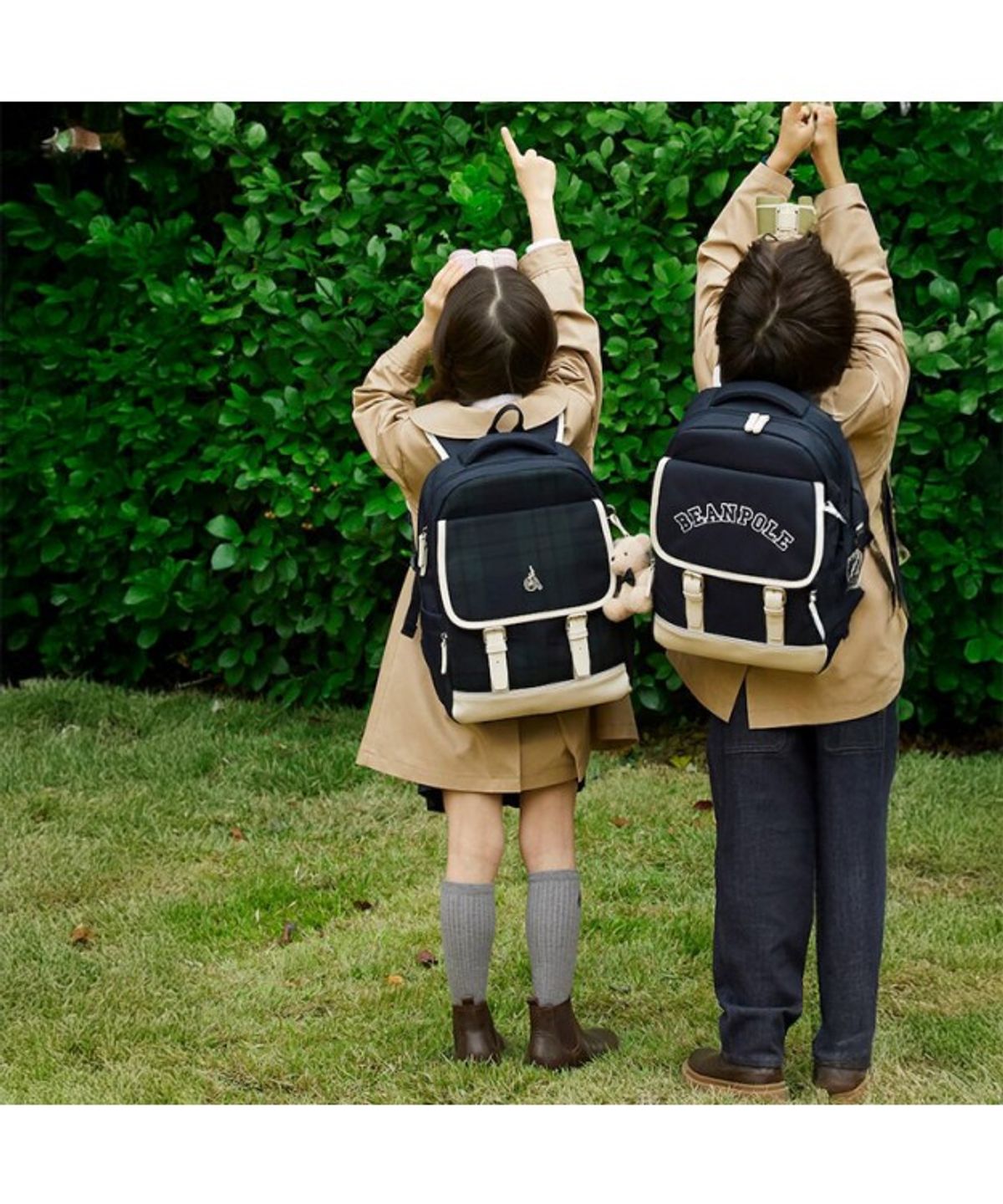 빈폴 키즈(BEANPOLE KIDS) 체크 클래식 플랩 책가방 세트  그린 (PS00136924M)