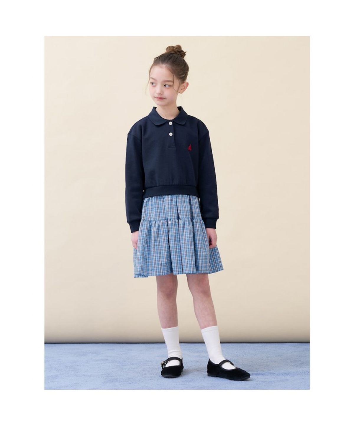 빈폴 키즈(BEANPOLE KIDS) 클래식 체크 믹스 원피스  네이비 (BI6171G90R) (BI6171G90R)
