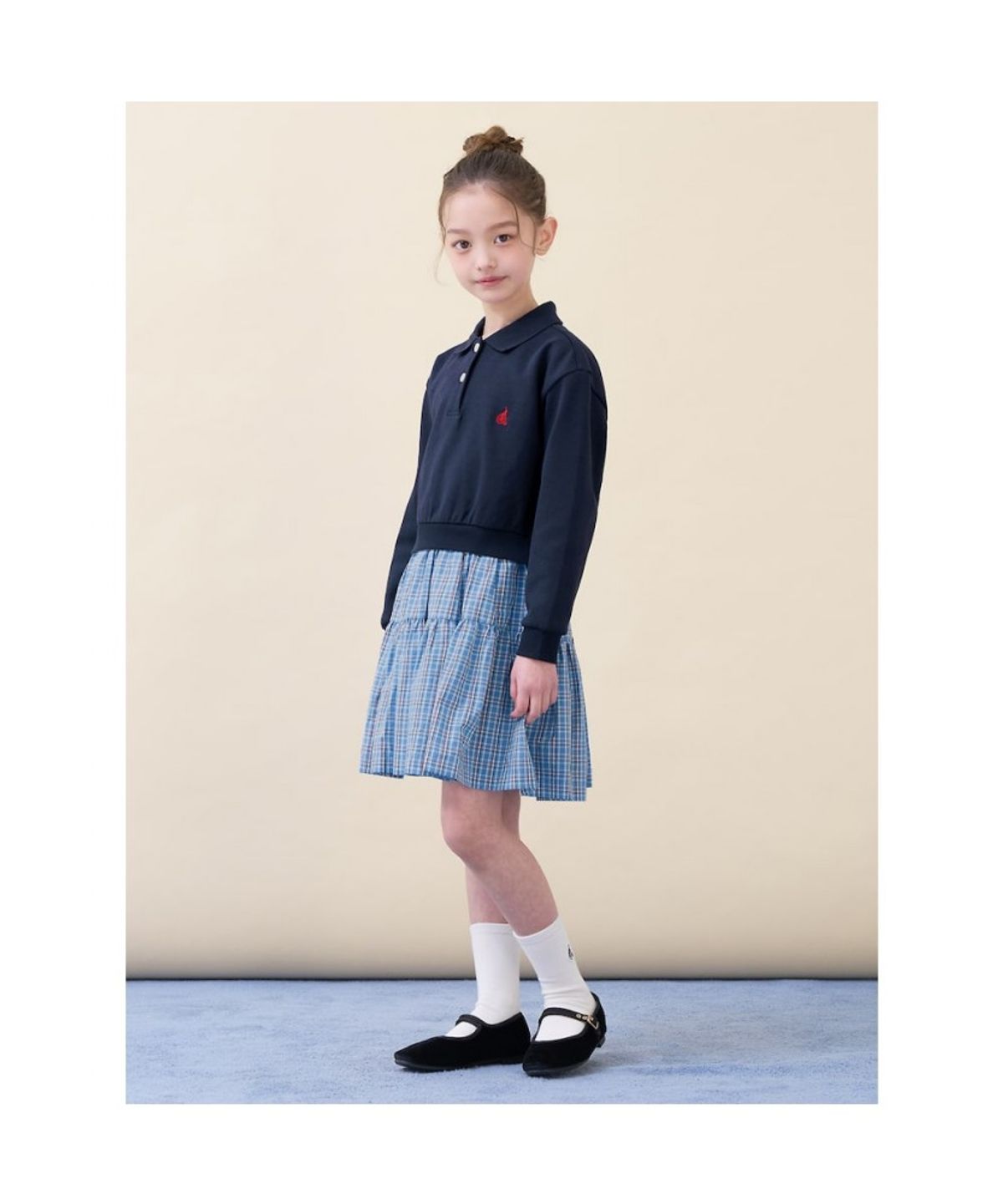 빈폴 키즈(BEANPOLE KIDS) 클래식 체크 믹스 원피스  네이비 (BI6171G90R) (BI6171G90R)