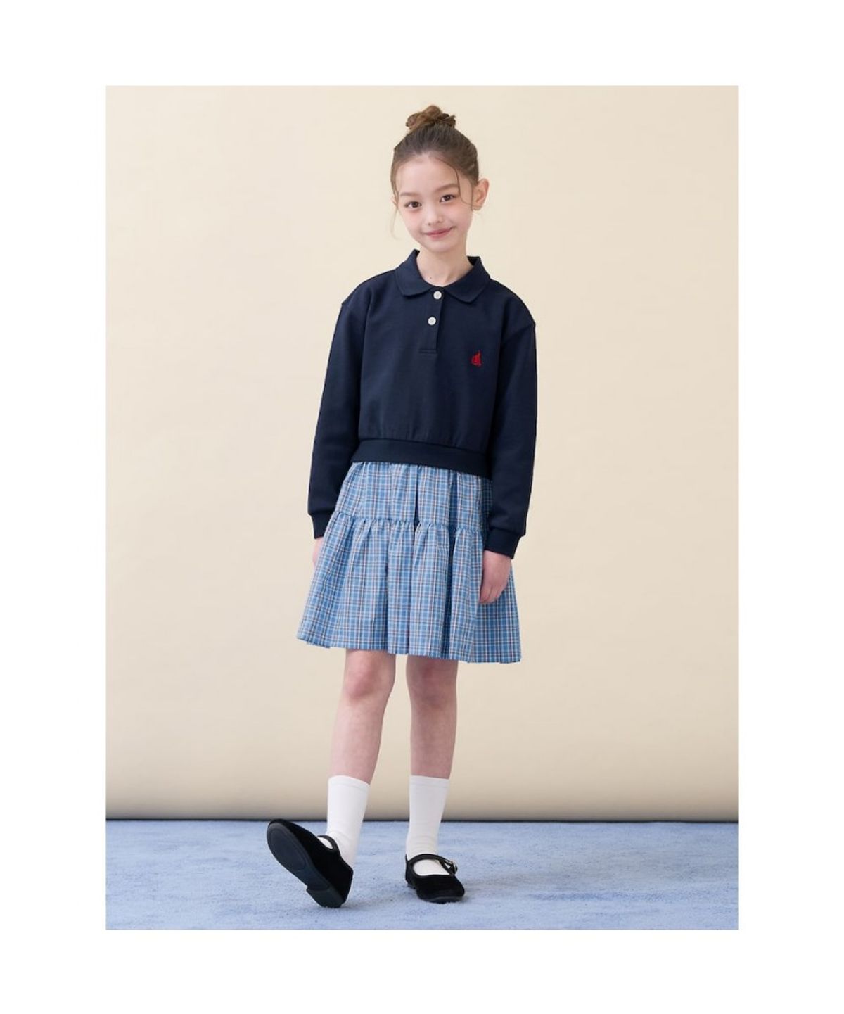 빈폴 키즈(BEANPOLE KIDS) 클래식 체크 믹스 원피스  네이비 (BI6171G90R) (BI6171G90R)