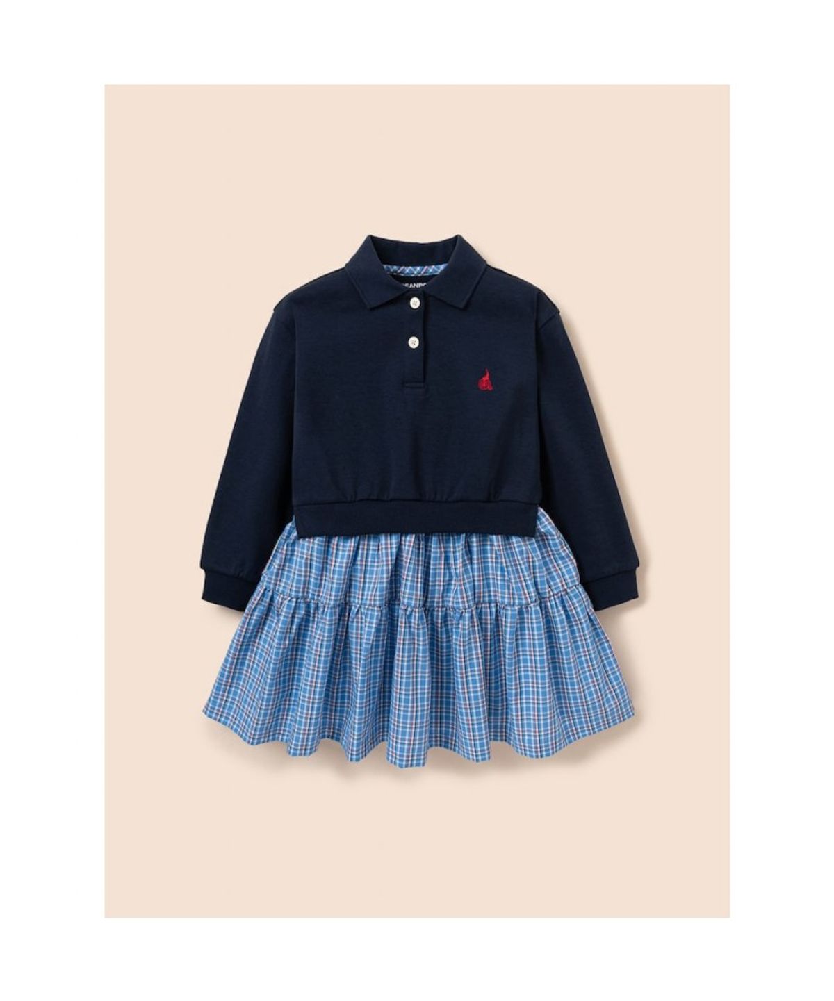 빈폴 키즈(BEANPOLE KIDS) 클래식 체크 믹스 원피스  네이비 (BI6171G90R) (BI6171G90R)