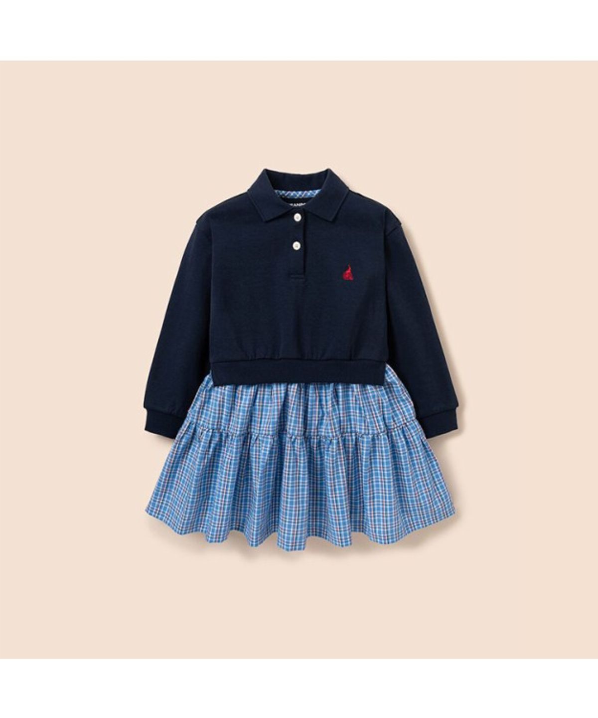 빈폴 키즈(BEANPOLE KIDS) 클래식 체크 믹스 원피스  네이비 (BI6171G90R) (BI6171G90R)