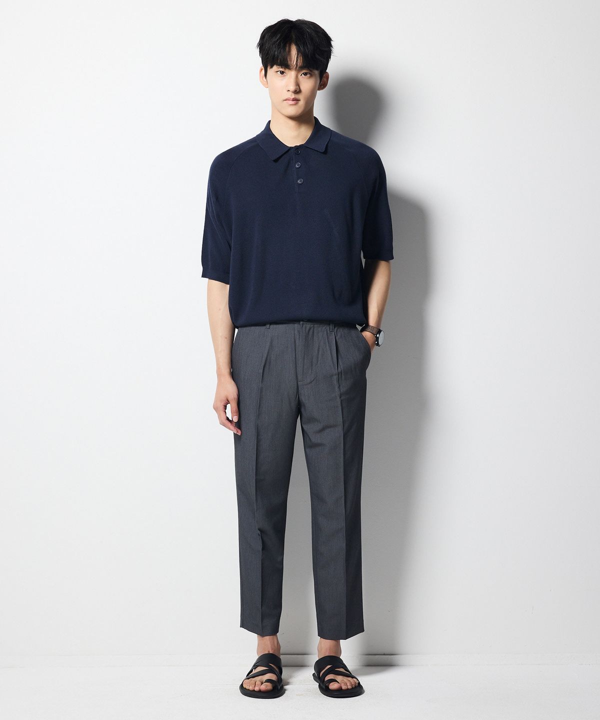 에스티코(STCO) CODIGALLERY 컴포트 원턱 슬랙스 차콜 그레이 (테이퍼드핏)_CPAUZ02BSC