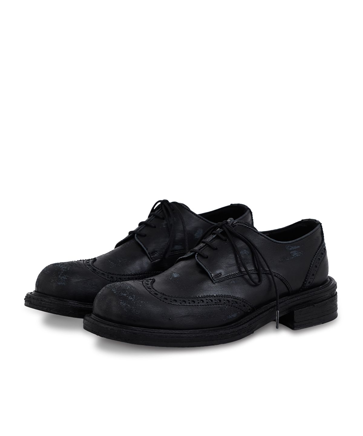 네거티브쓰리(NEGATIVETHREE) Wingtip Derby_Rub-Off Black