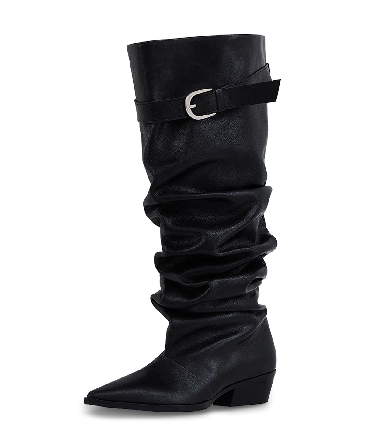 네거티브쓰리(NEGATIVE THREE) Kimera Knee-High Slouchy Long Boots_Crack Black