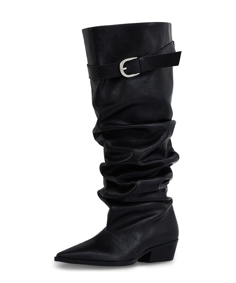 Kimera Knee-High Slouchy Long Boots_Crack Black