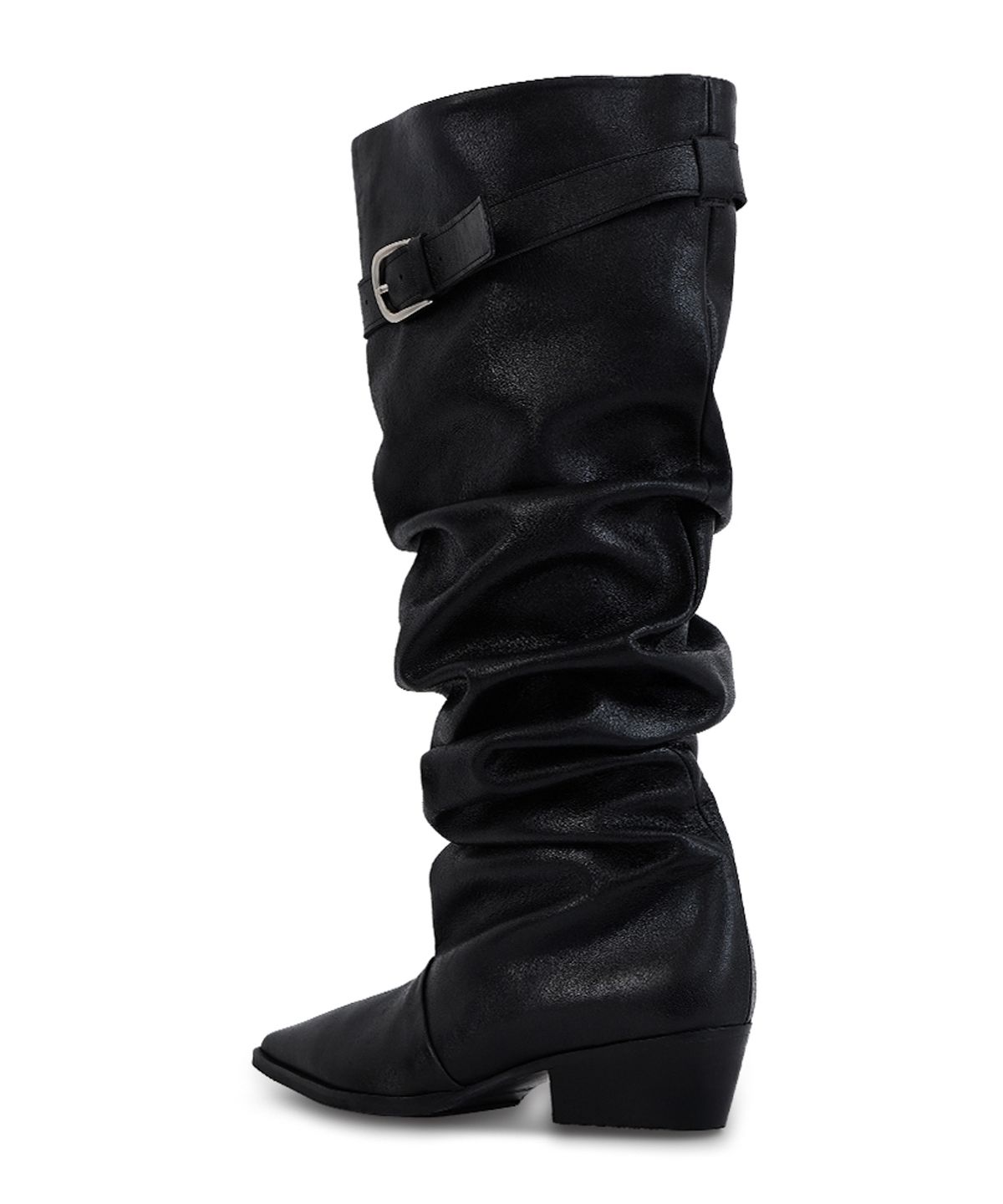 네거티브쓰리(NEGATIVE THREE) Kimera Knee-High Slouchy Long Boots_Crack Black