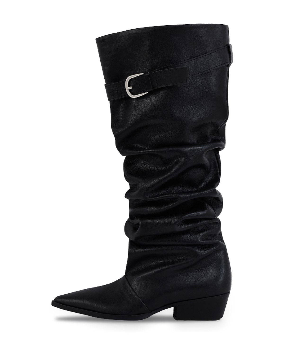 네거티브쓰리(NEGATIVE THREE) Kimera Knee-High Slouchy Long Boots_Crack Black