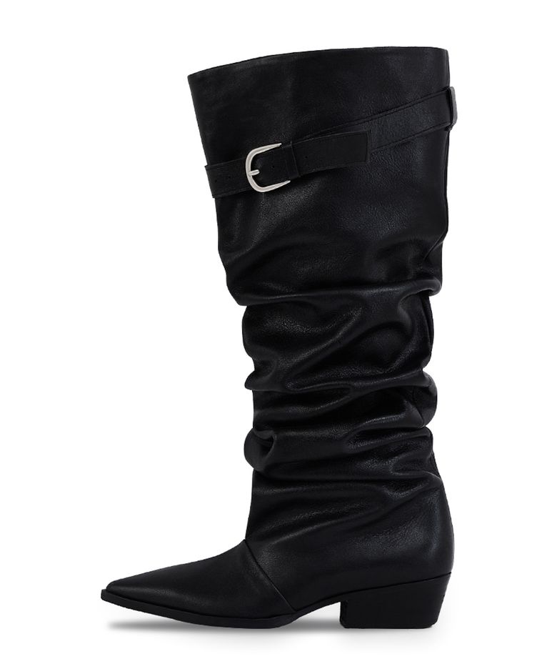 Kimera Knee-High Slouchy Long Boots_Crack Black