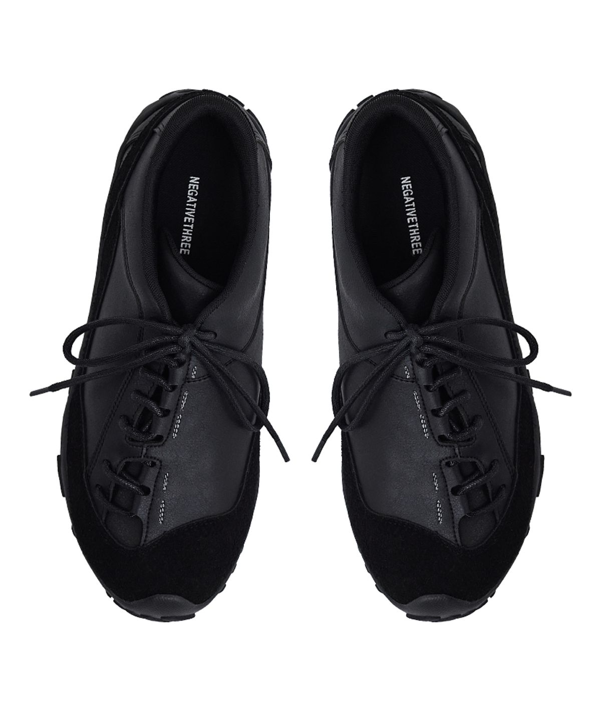네거티브쓰리(NEGATIVE THREE) Curved Lace No.2 Sneakers_Black