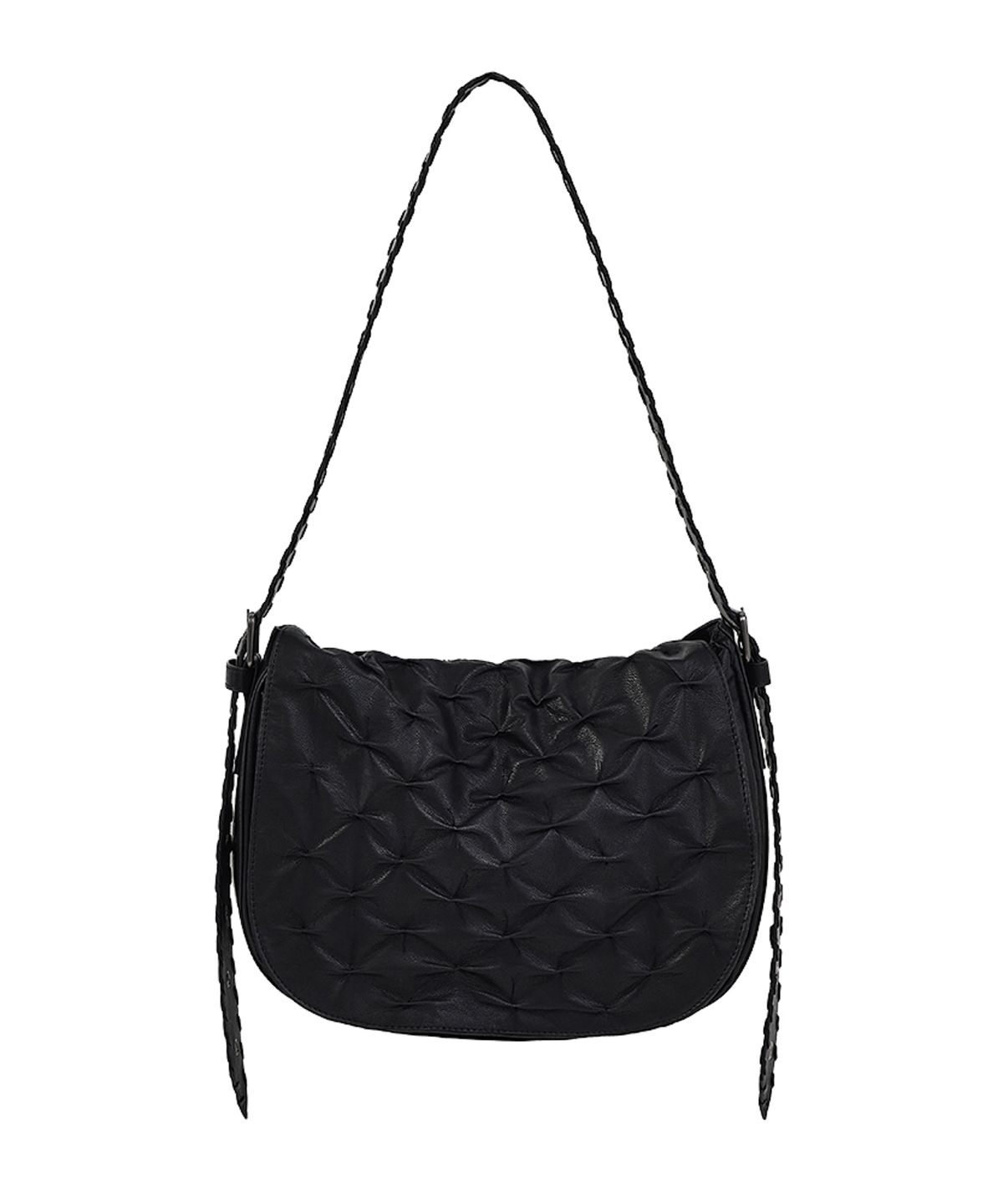 네거티브쓰리(NEGATIVETHREE) Wrinkled Hobo Bag_Black