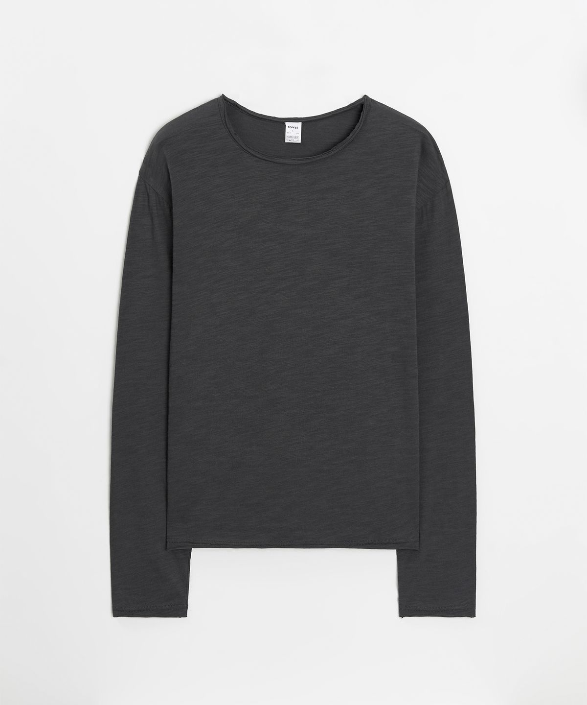 토피(TOFFEE) VTG 슬랍 라운드 넥 롱 슬리브 (CHARCOAL)