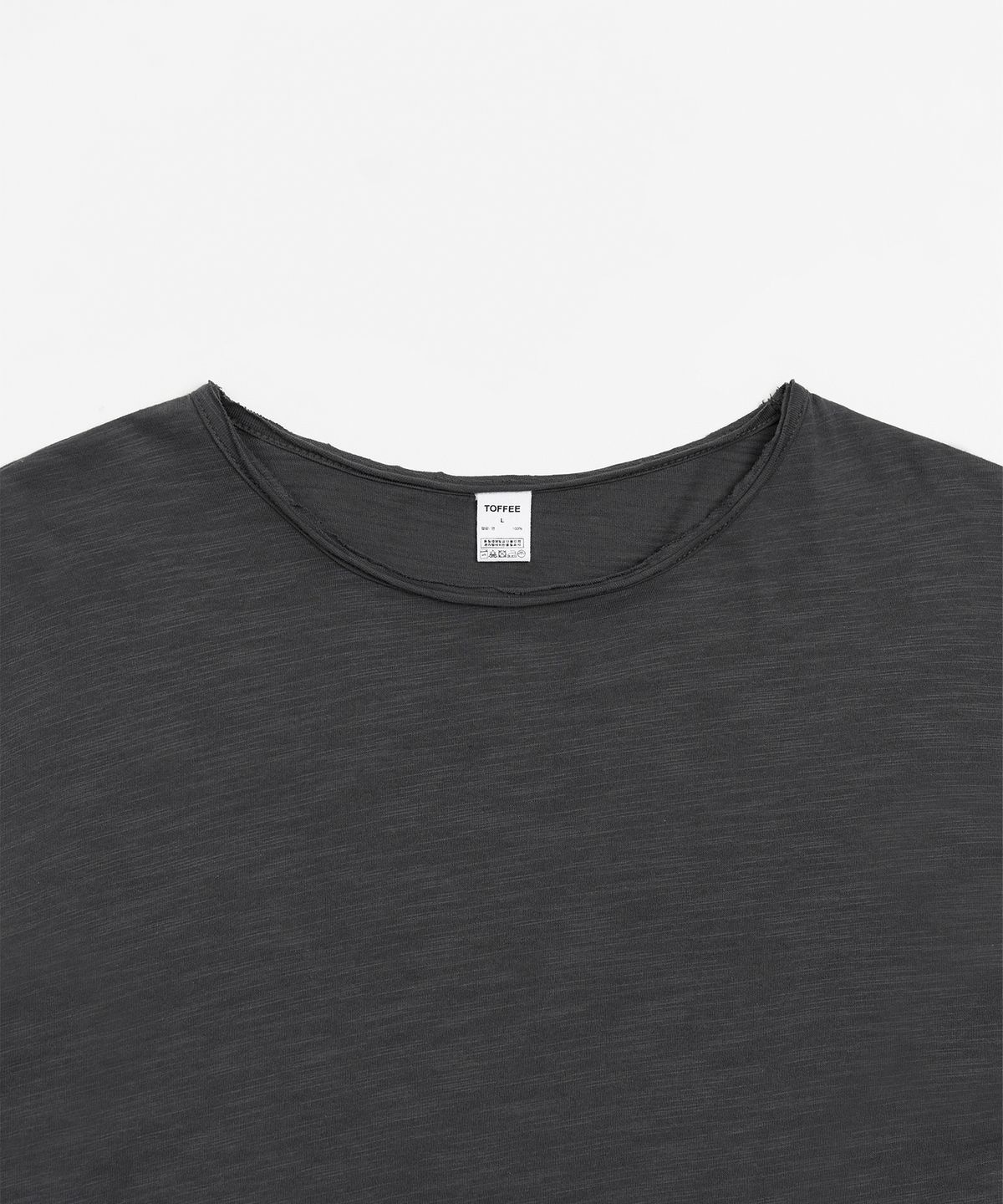 토피(TOFFEE) VTG 슬랍 라운드 넥 롱 슬리브 (CHARCOAL)