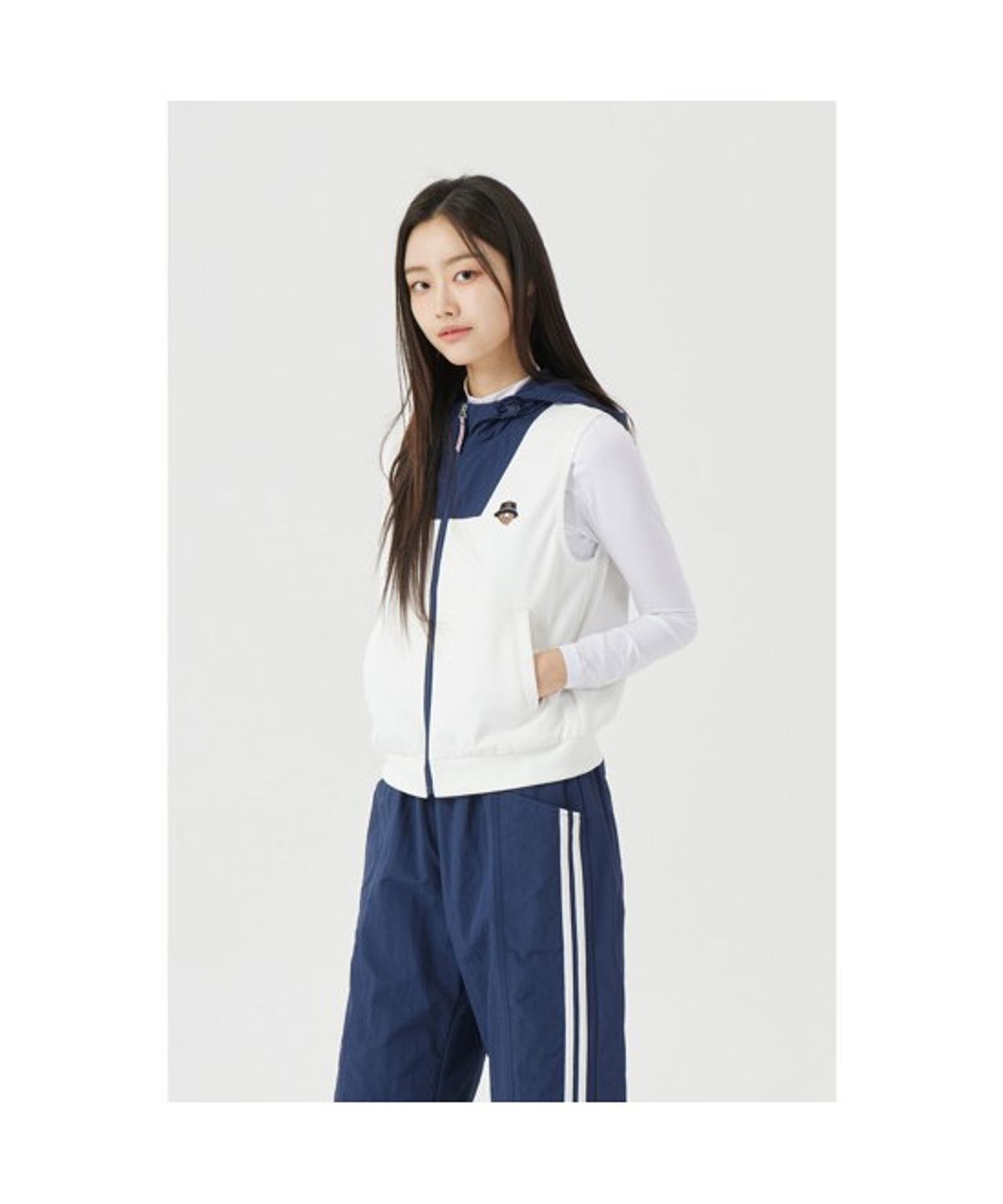 골든베어(GOLDEN BEAR) (W) Color Blocked Hood Vest  G5VAM26101IVX