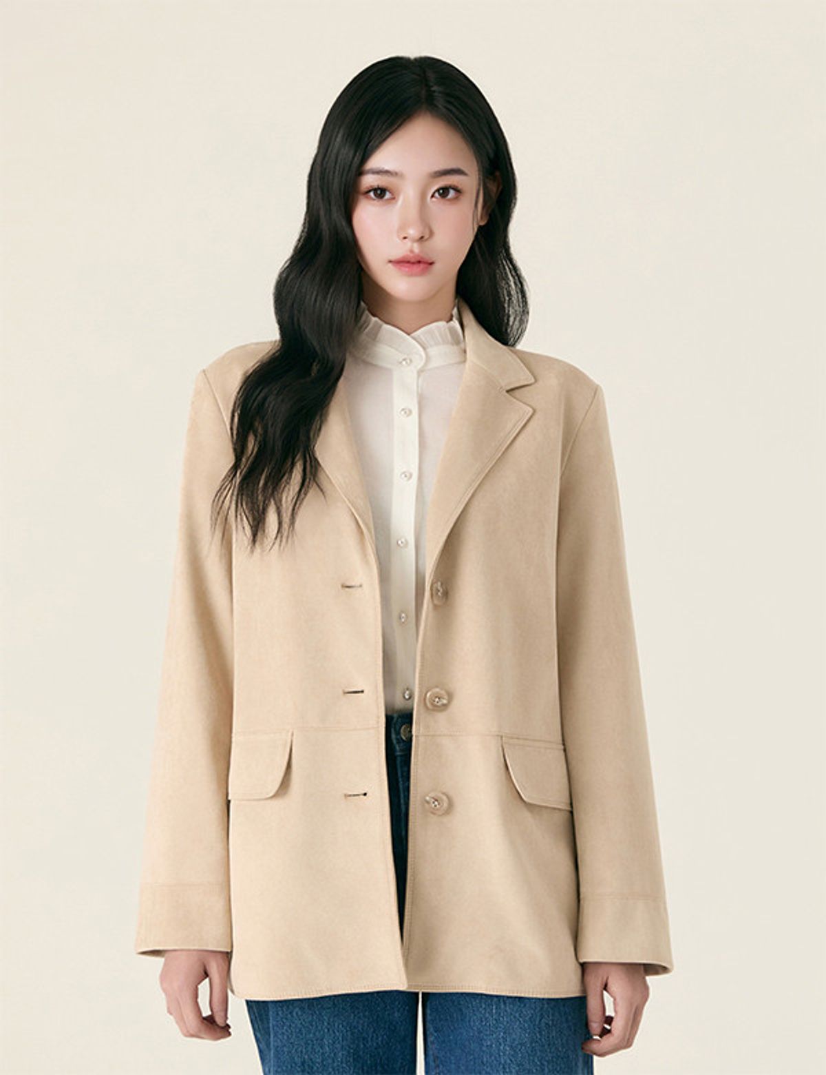 로엠(ROEM) 테일러드 페이크 스웨이드 자켓_RMJKG12R21