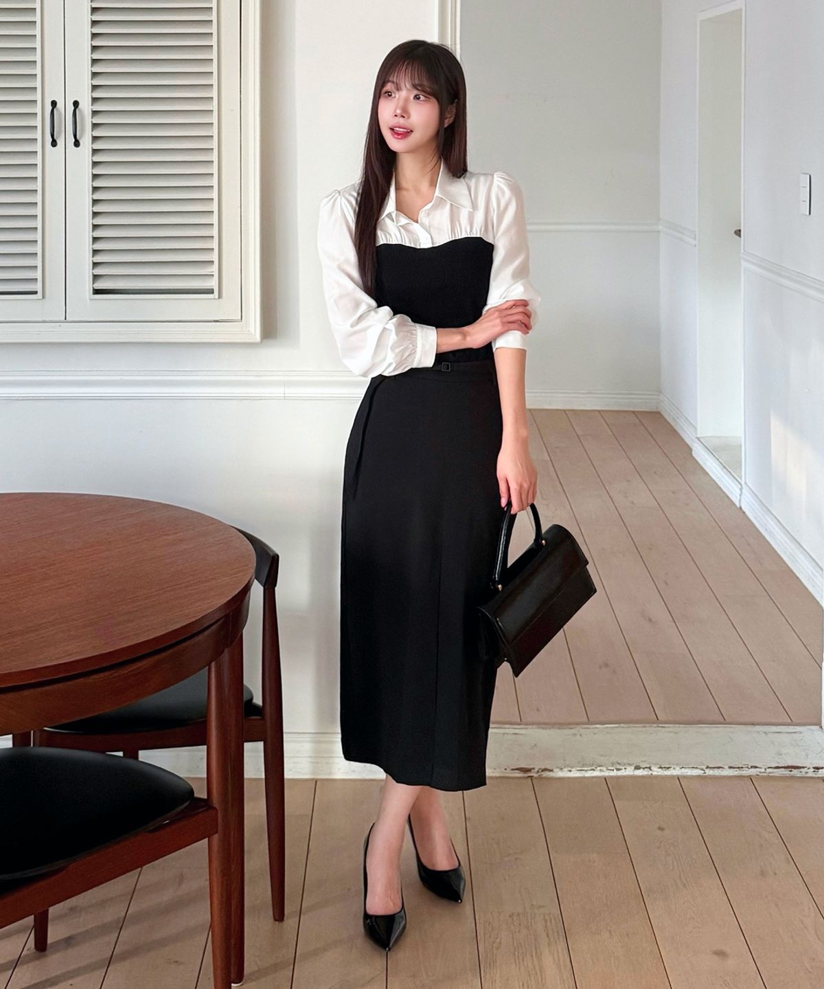 로엠(ROEM) 벨티드 H라인 롱 스커트_RMWHG12RT2