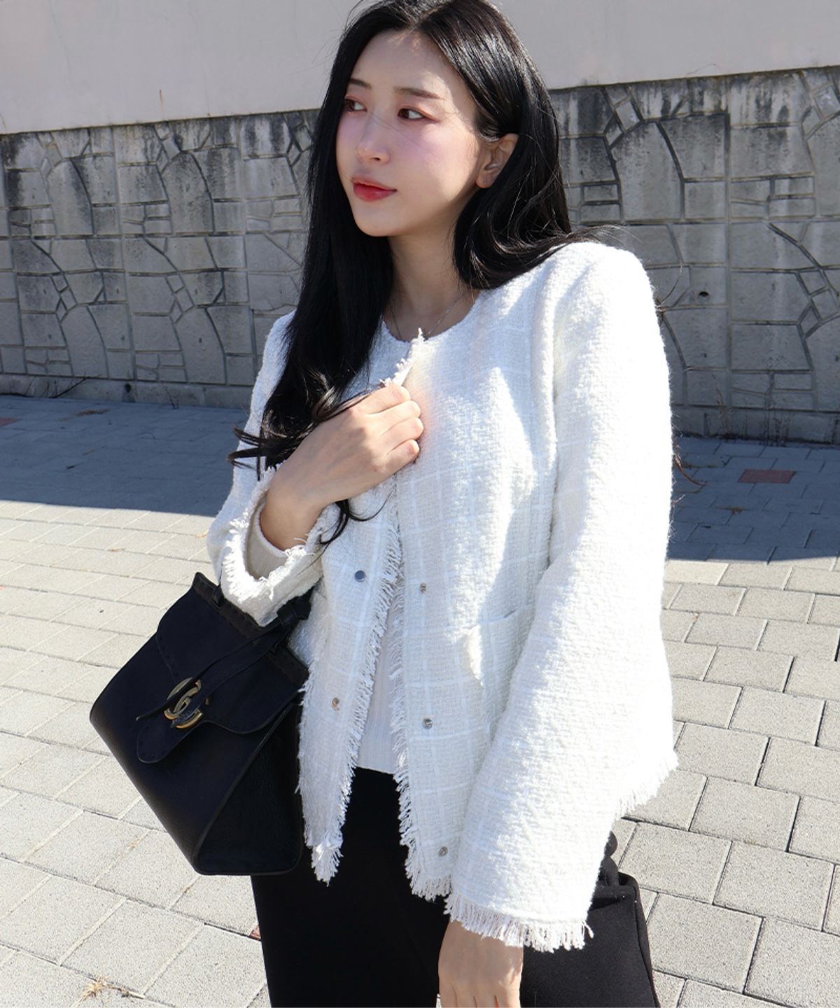 마리끌레르(MARIE CLAIRE) 포켓 포인트 트위드 자켓(MAGAJK05MIV)