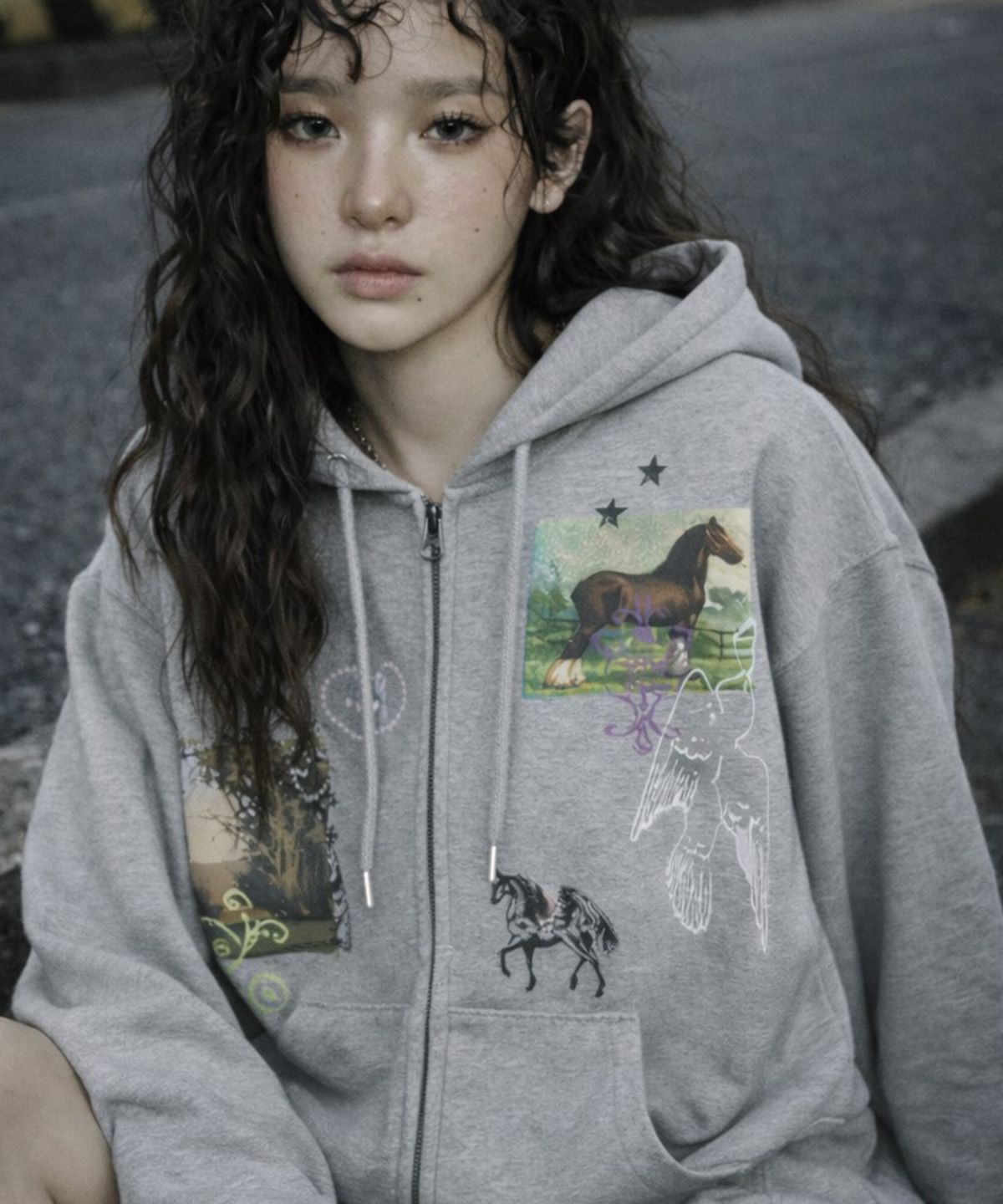 그레이버(GRAVER) [UNISEX]HOREY 후드집업_2color