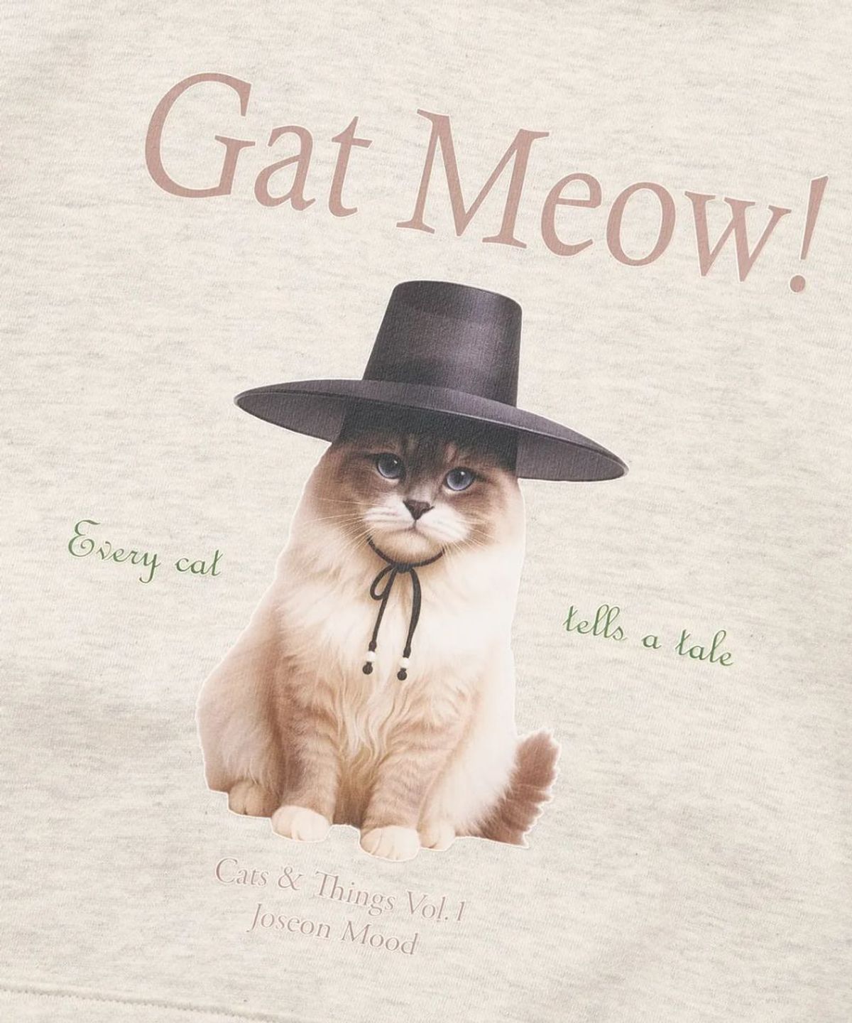 칠 하나 투 구육(71TO96) (기모) Gat Meow Hoodie (Oatmeal)