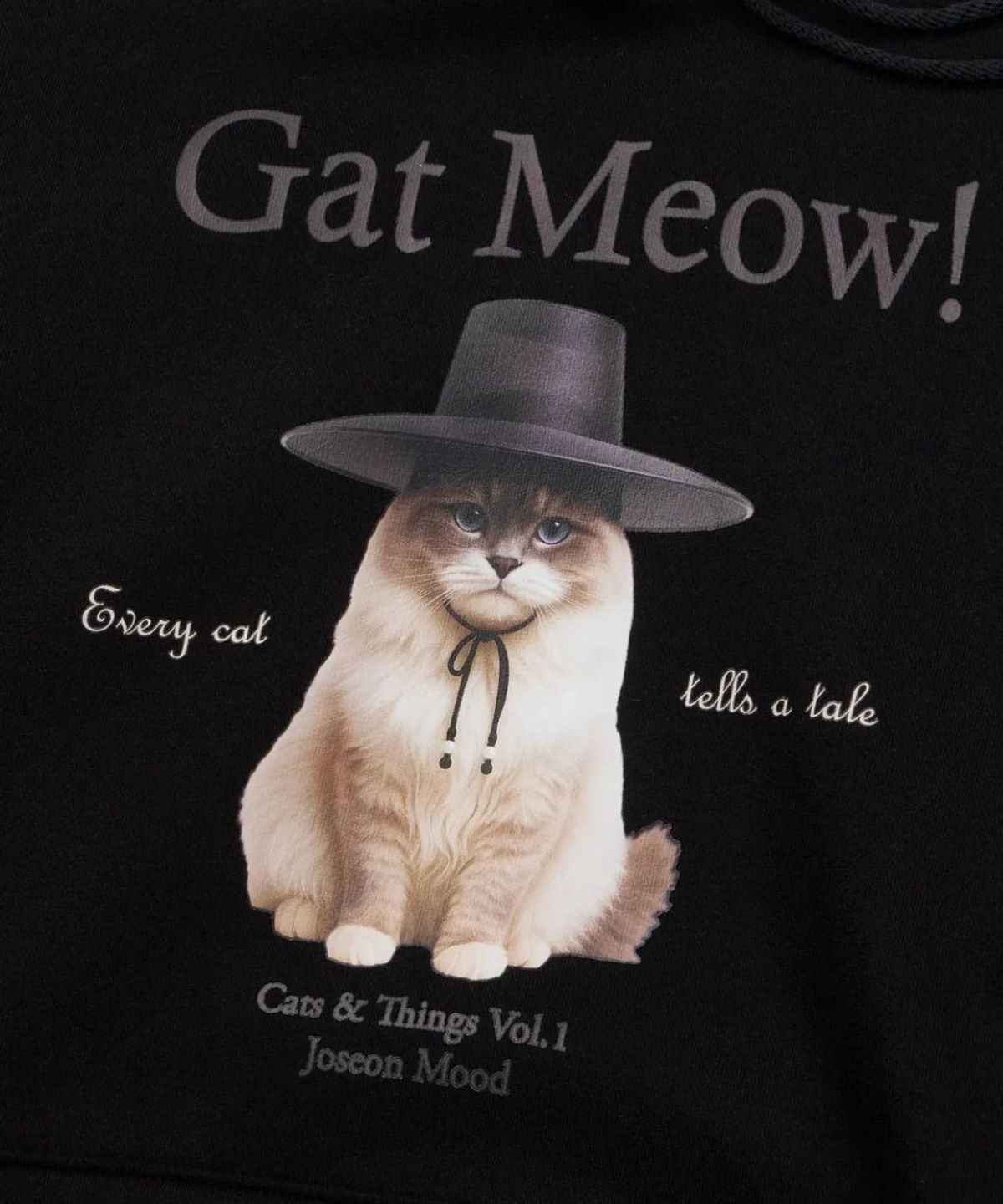 칠 하나 투 구육(71TO96) (기모) Gat Meow Hoodie (Black)