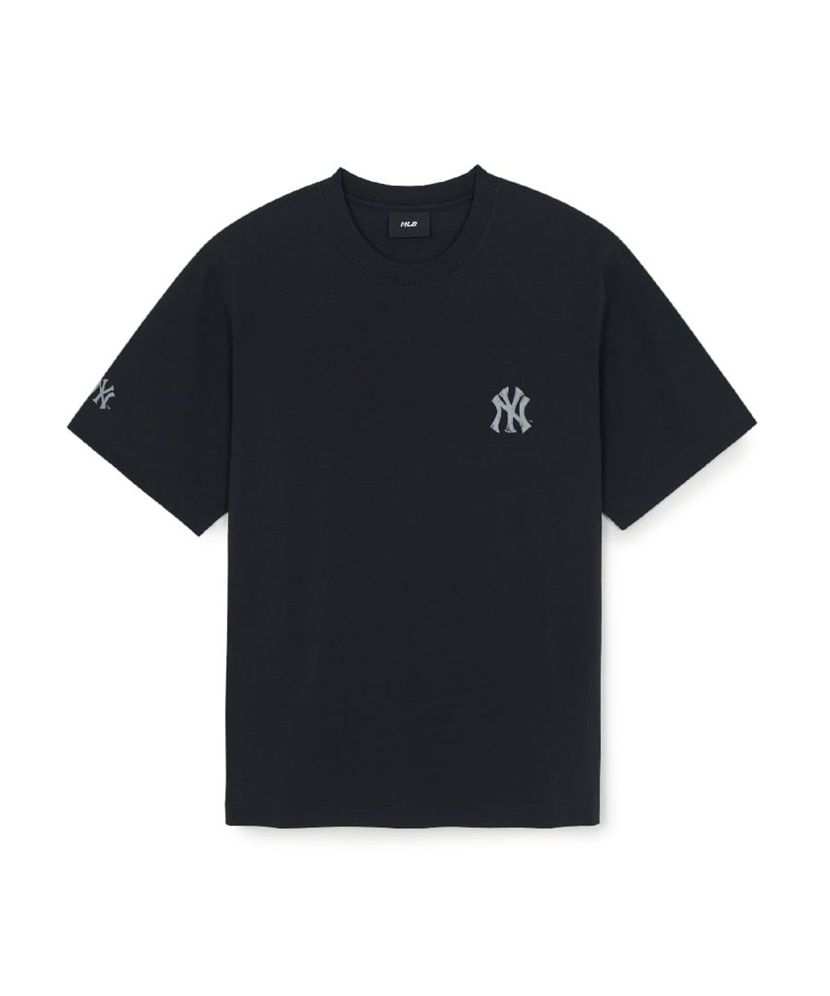 엠엘비(MLB) 베이직 심플 스트릿 로고 오버핏 반팔 티셔츠 NY (Black)