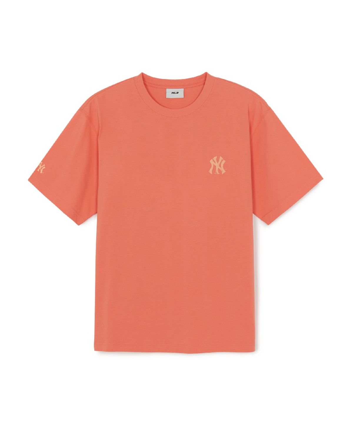 엠엘비(MLB) 베이직 심플 스트릿 로고 오버핏 반팔 티셔츠 NY (Neon Orange)