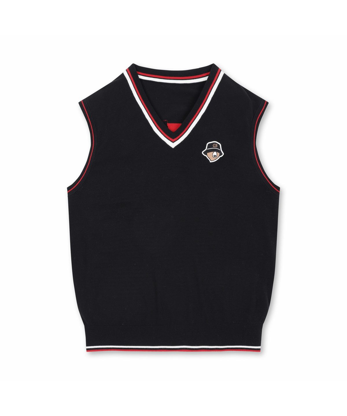 골든베어(GOLDEN BEAR) (M) V Neck Jacquard Logo Vest G4WAM26101BKX