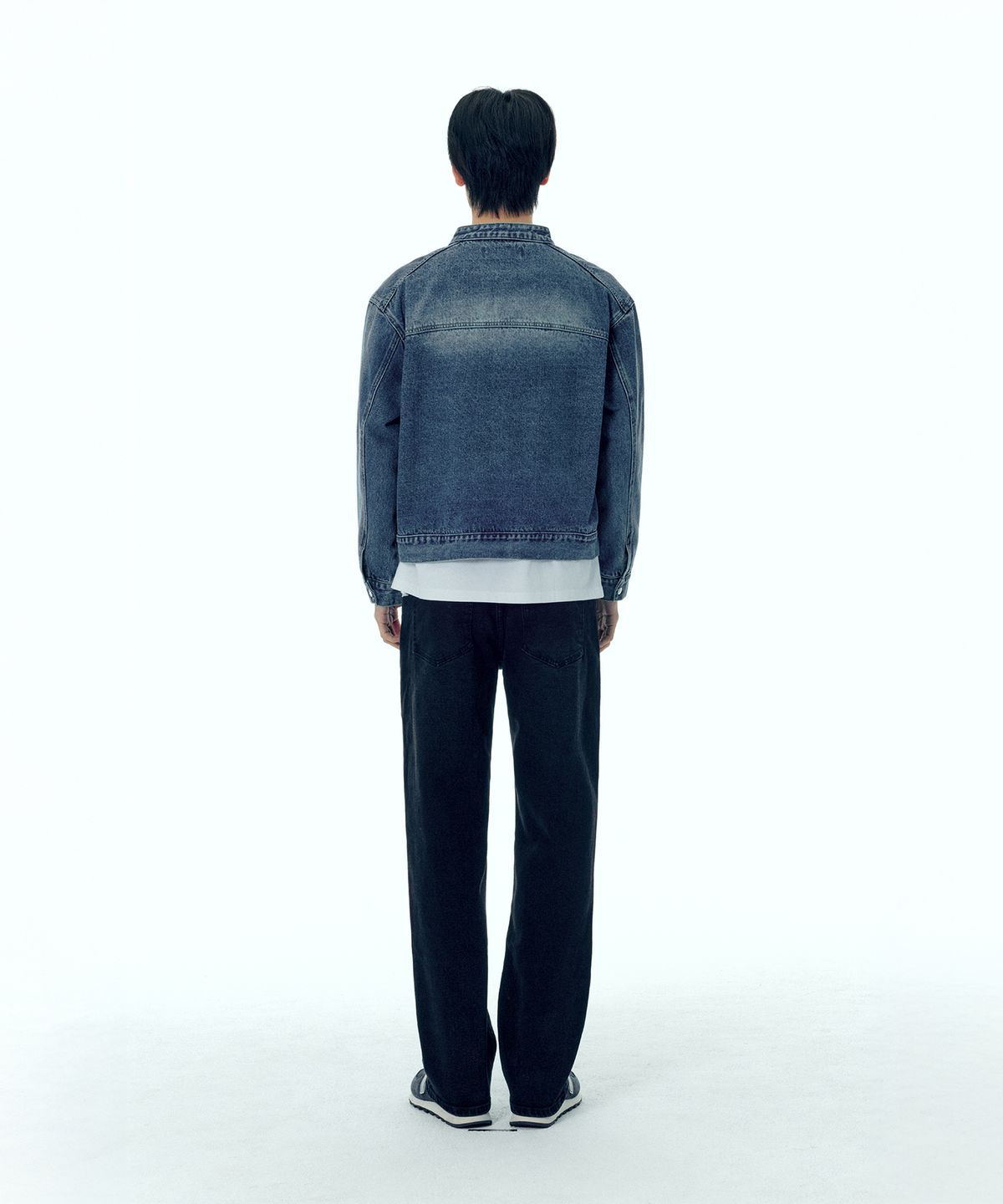플랙(PLAC) 바이커 데님 자켓 미드블루