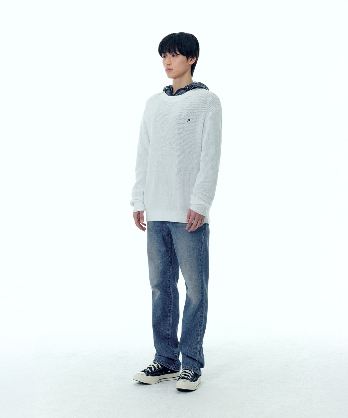 플랙(PLAC) 로고 라운드 니트