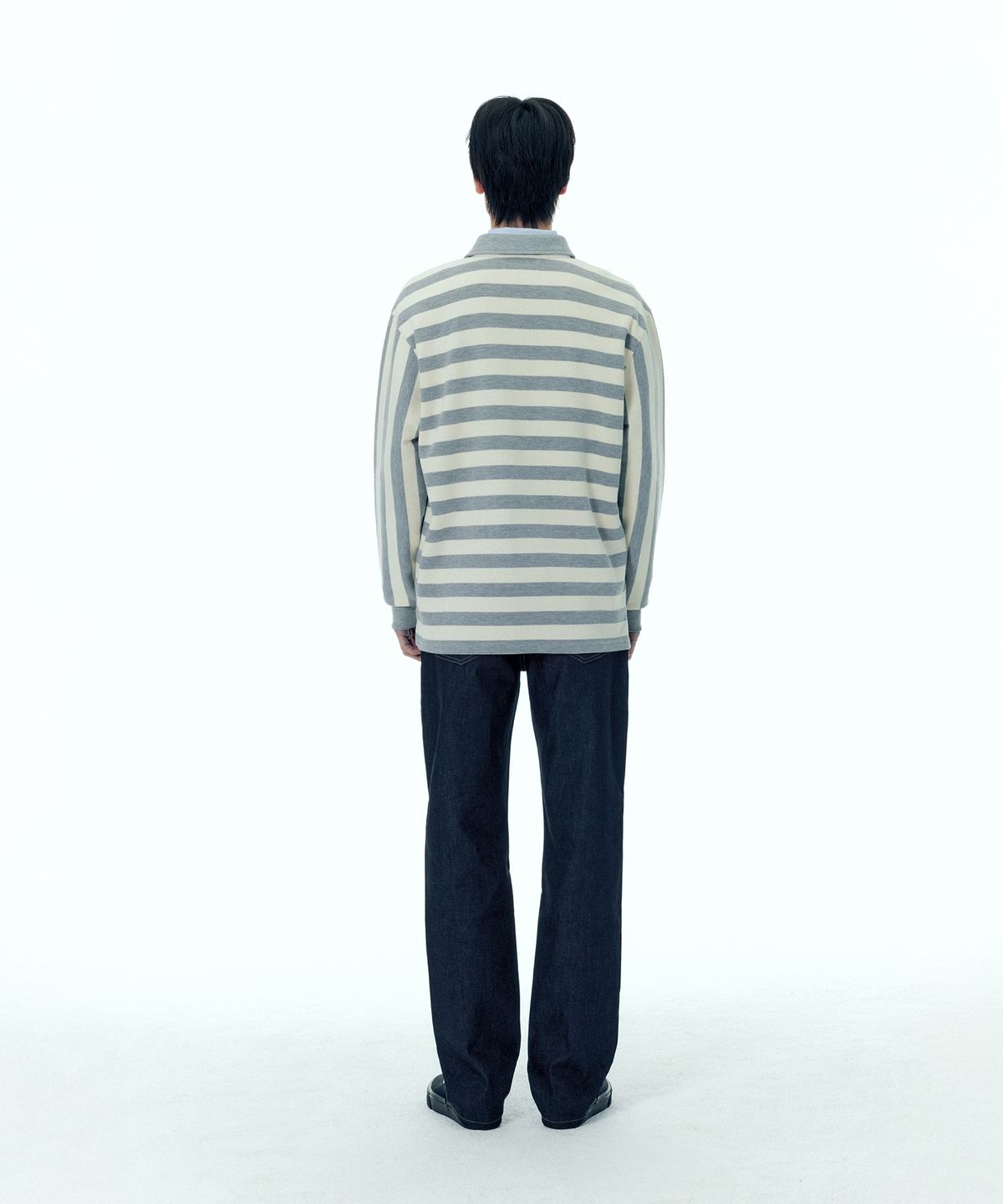 플랙(PLAC) 럭비 스트라이프 폴로 티셔츠 그레이