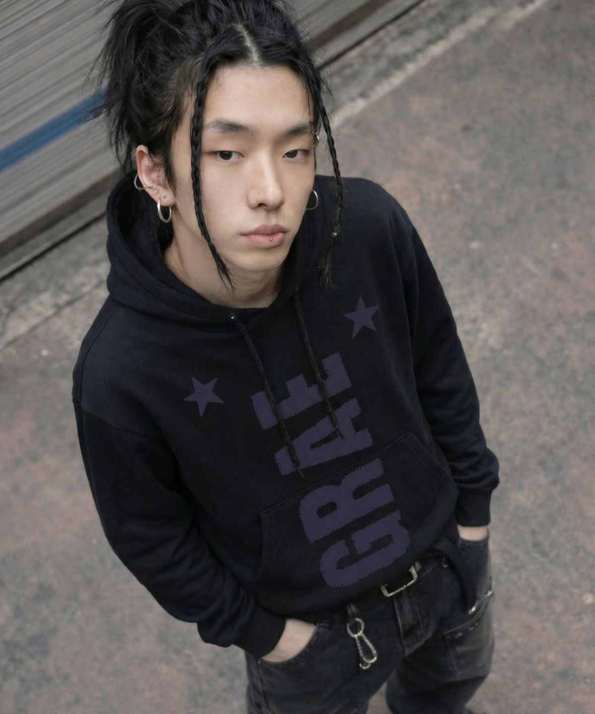 그레이버(GRAVER) [UNISEX]GRAE-STAR 후드티_SKY BLUE