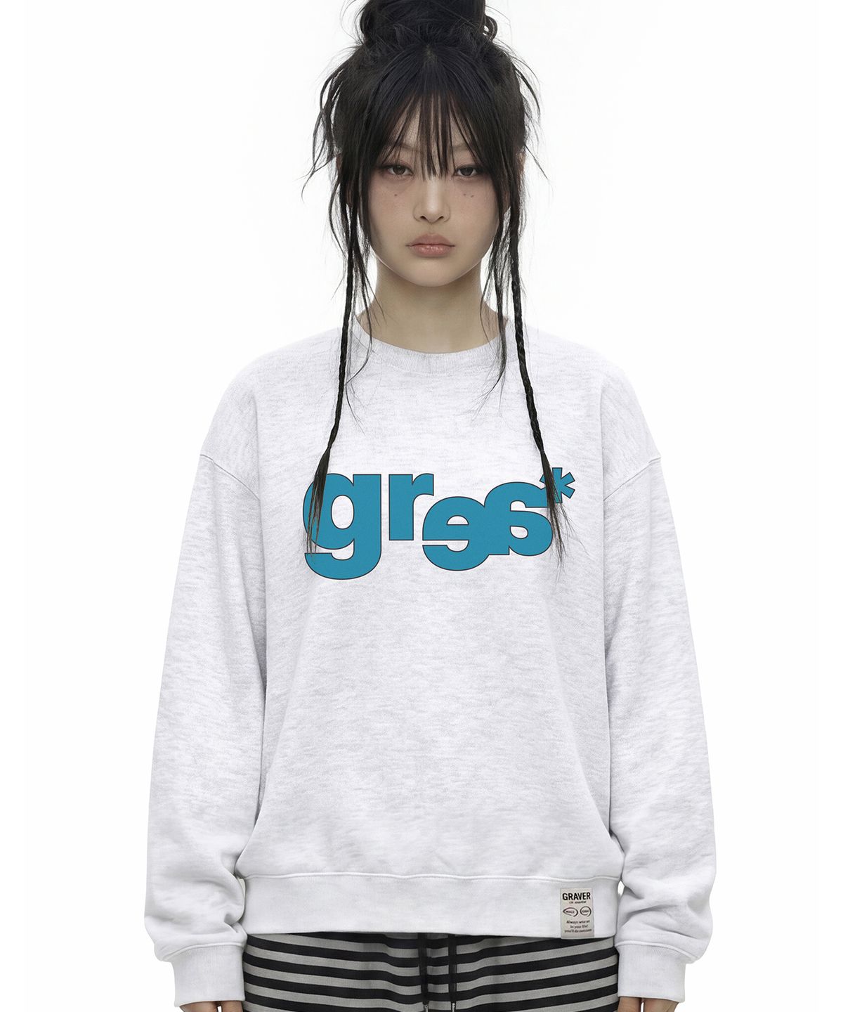 그레이버(GRAVER) [UNISEX]GRAE-S BASIC 맨투맨_MELANGE WHITE