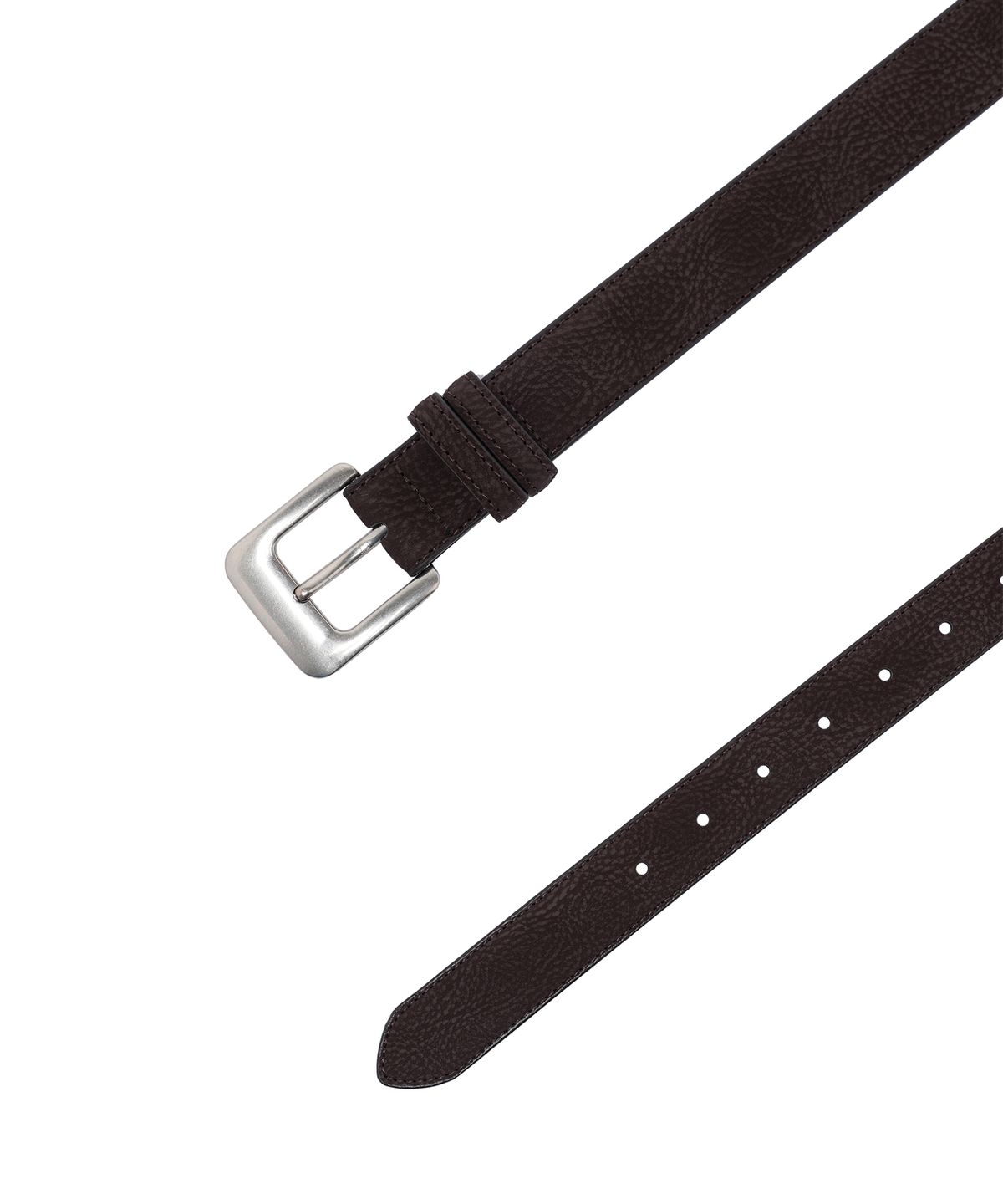 기철(KICHUL) Grain Leather Square Frame Belt (Dark Brown)