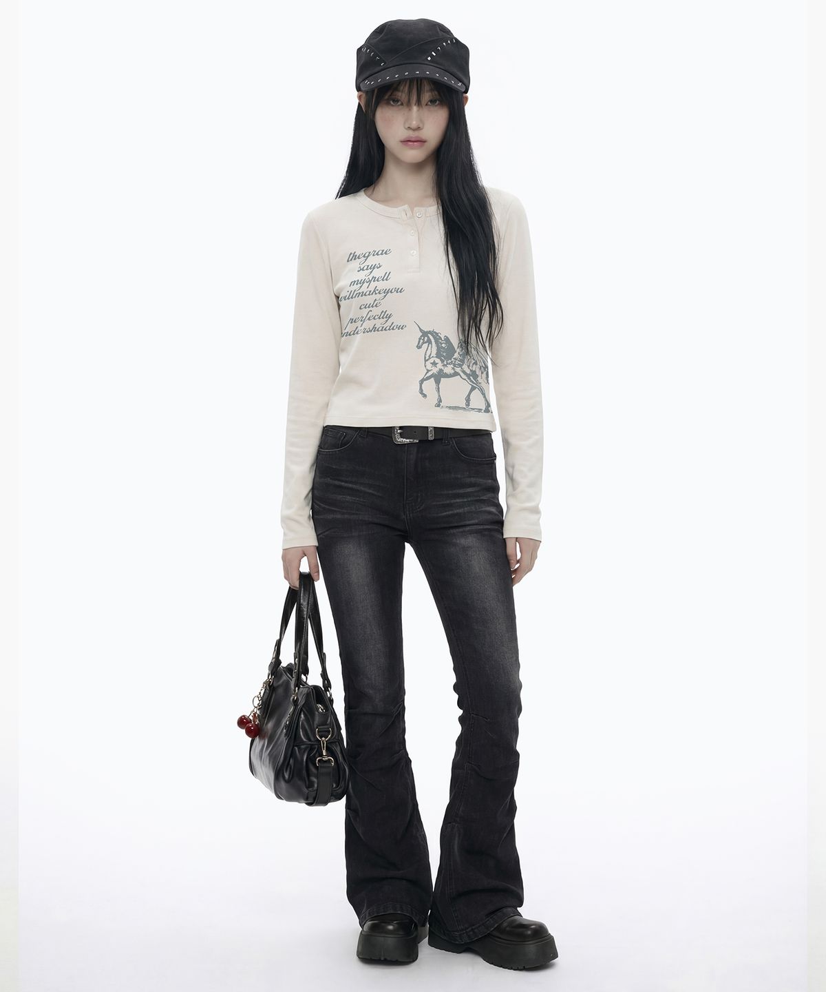 그레이버(GRAVER) [UNISEX]PERFECTLY H 헨리넥 롱슬리브 티셔츠_2color