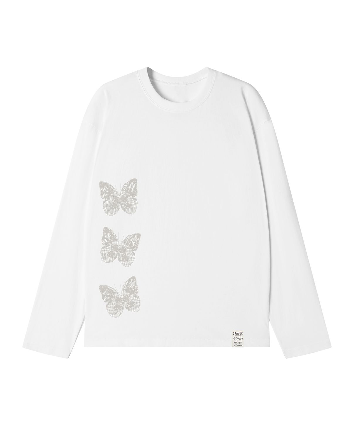그레이버(GRAVER) [UNISEX]NAVI 롱슬리브 티셔츠_WHITE